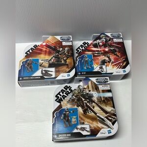 Star Wars Mission Fleet Lot : Hover E-Web Cannon , Speeder Bike , AT-RT NIB